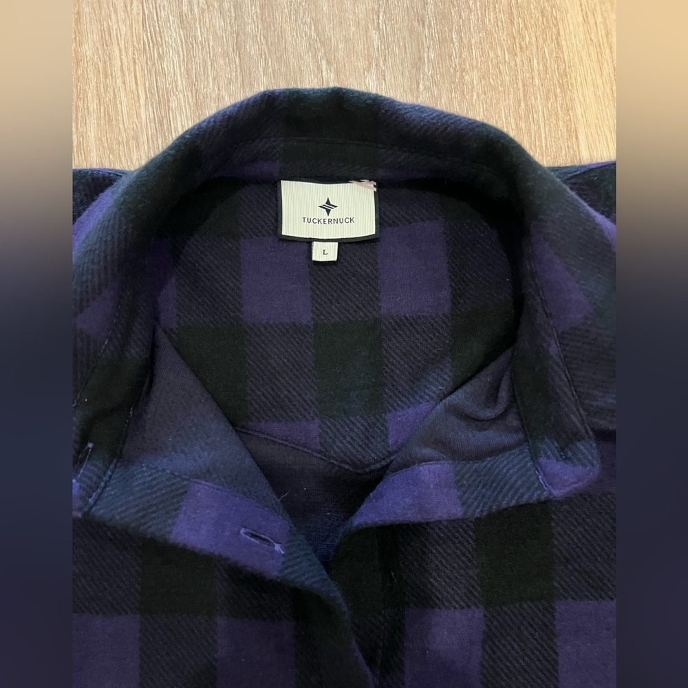 Tuckernuck Aubergine Check Chandler Flannel Size L - Picture 7 of 11